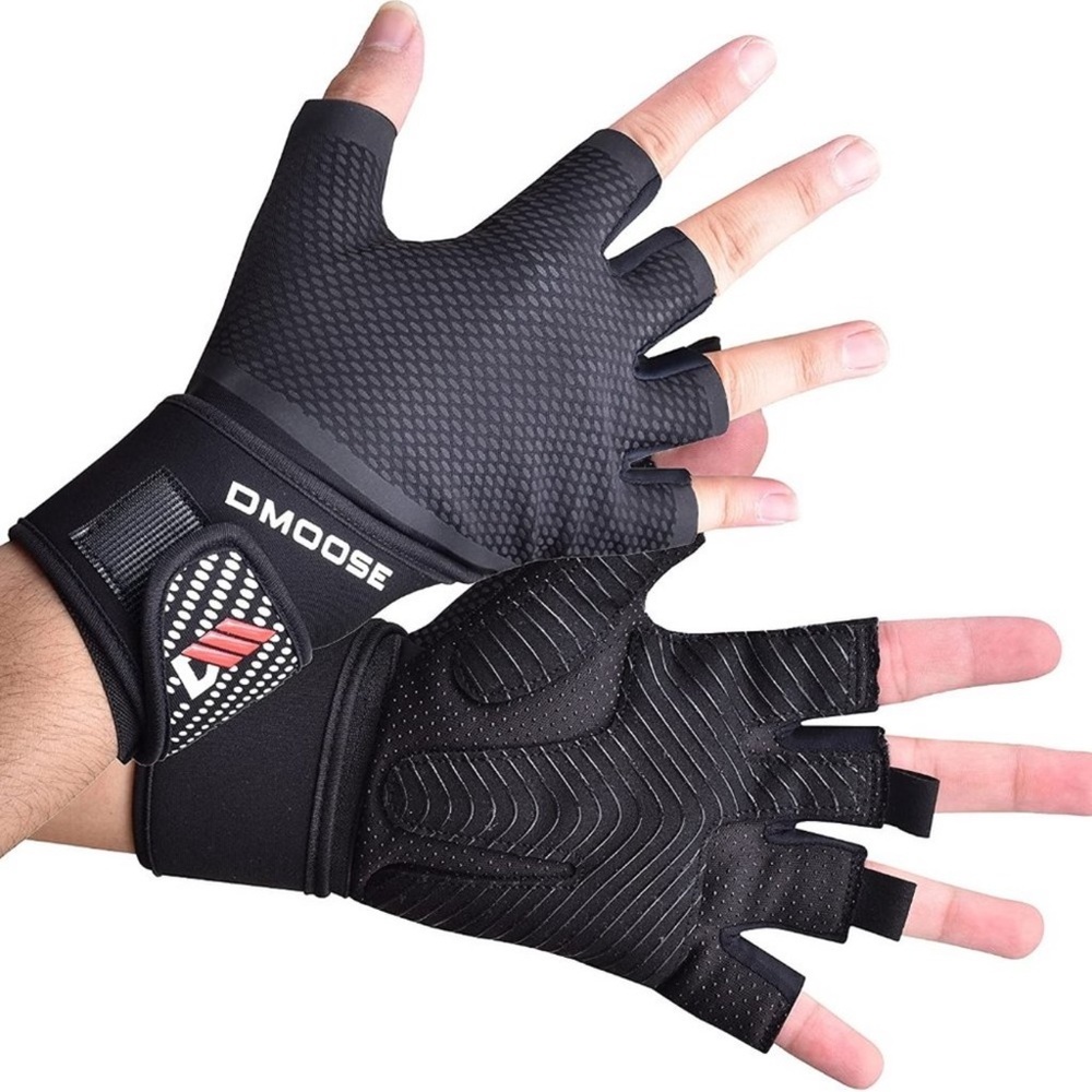 DMoose Weightlifting Fitness Workout Gloves with Wrist Support and Breathable L